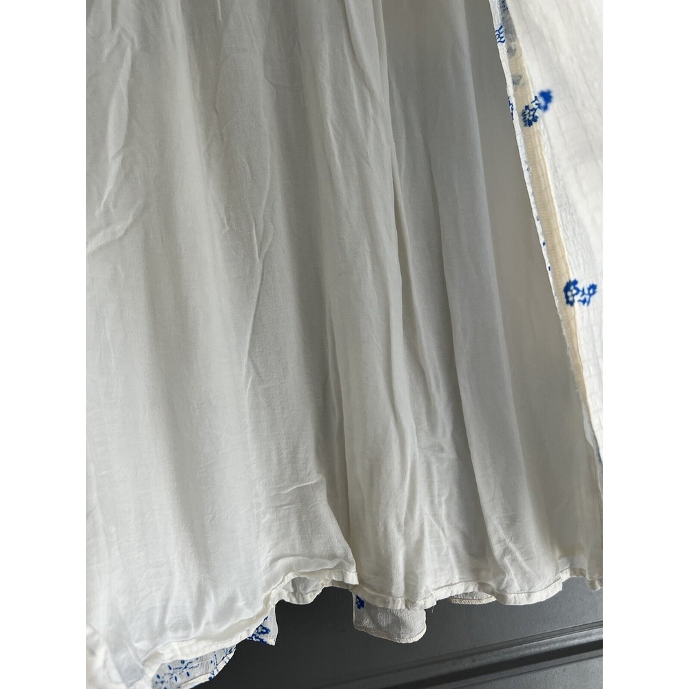Ba&sh Skirt Women Small Londer Midi Ecru Blue Folklore Block Print Bash FLAWED - Picture 6 of 14
